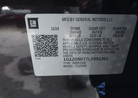 2020 Chevrolet Malibu Fwd Lt from USA, damaged, VIN 1G1ZD5ST7LF051361